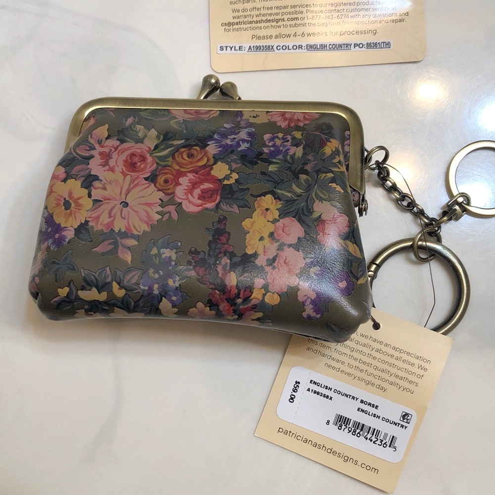 Patricia Nash Borse Leather Coin Purse English Country Print NWT & Card - Picture 7 of 16
